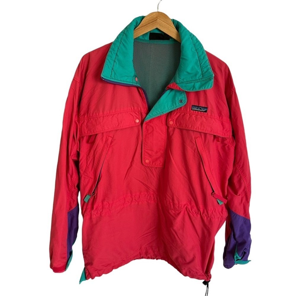Vintage Patagonia Medium Pink Nylon Windbreaker Jacket‎ Pullover Colorblock 80s